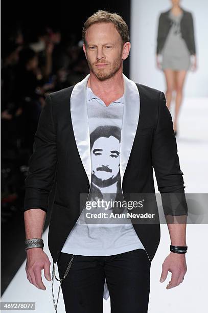 Ian Ziering walks the runway at the FLT Moda + Art Hearts Fashion show presented by AIDS Healthcare Foundation during Mercedes-Benz Fashion Week Fall...