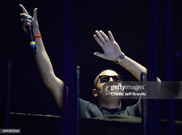 Snake performs onstage during day 1 of the 2015 Coachella Valley Music & Arts Festival at the Empire Polo Club on April 10, 2015 in Indio, California.