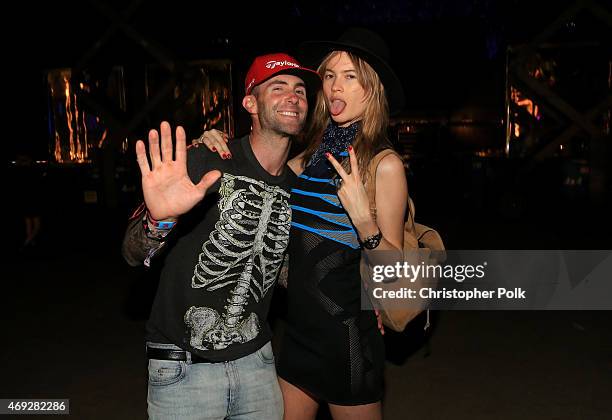 Musician Adam Levine and model Behati Prinsloo attend day 1 of the 2015 Coachella Valley Music & Arts Festival at the Empire Polo Club on April 10,...