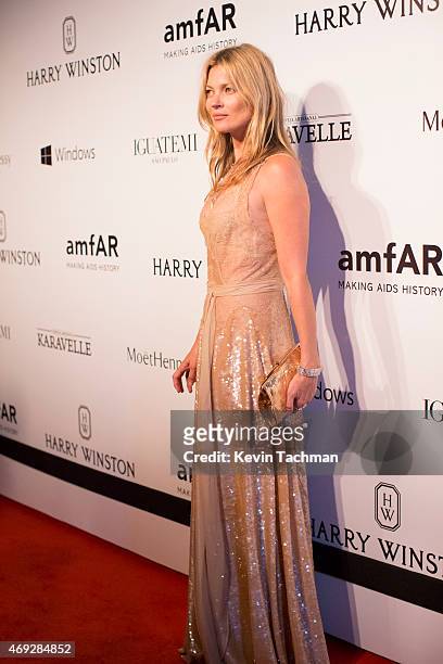 Kate Moss attends the 5th Annual amfAR Inspiration Gala at the home of Dinho Diniz on April 10, 2015 in Sao Paulo, Brazil.