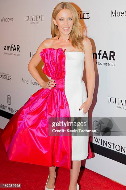 Kylie Minogue attends the 5th Annual amfAR Inspiration Gala at the home of Dinho Diniz on April 10, 2015 in Sao Paulo, Brazil.