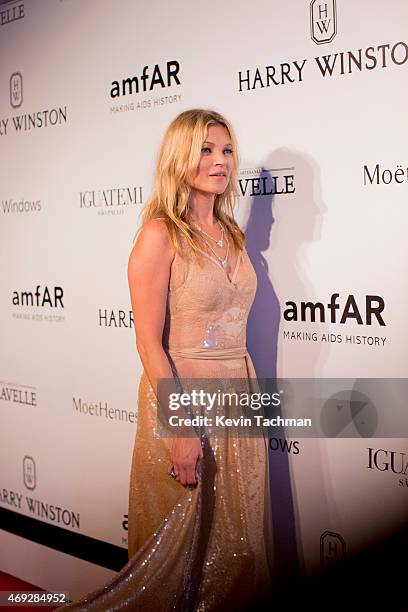 Kate Moss attends the 5th Annual amfAR Inspiration Gala at the home of Dinho Diniz on April 10, 2015 in Sao Paulo, Brazil.