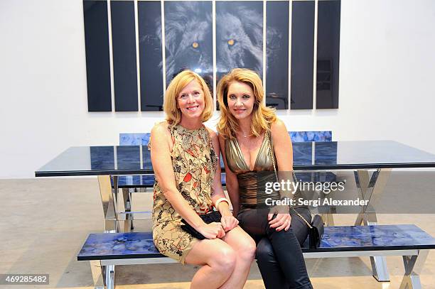 Laurie Landgrebe and Valentina Hubsch attend Andrew Levitas Metalwork Playground opening reception at Blueshift Wynwood on April 10, 2015 in Miami,...