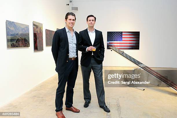 Max Dorsch and Steve Derose attend Andrew Levitas Metalwork Playground opening reception at Blueshift Wynwood on April 10, 2015 in Miami, Florida.