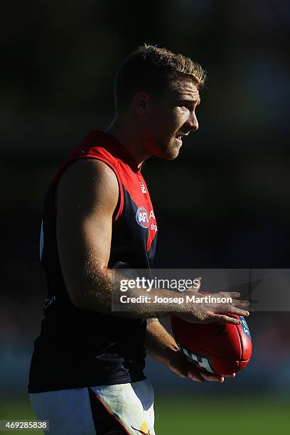 Dean Kent of the Demons looks on during the round two AFL match between the Greater Western Sydney Giants and the Melbourne Demons at Startrack Oval...