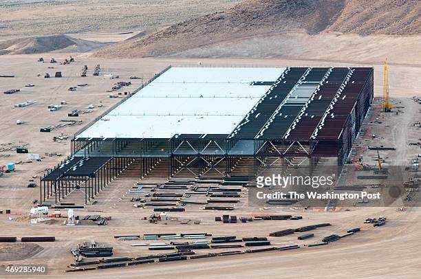 Construction on the Tesla Motors Gigafactory east of Reno, Nev., March 25, 2015.