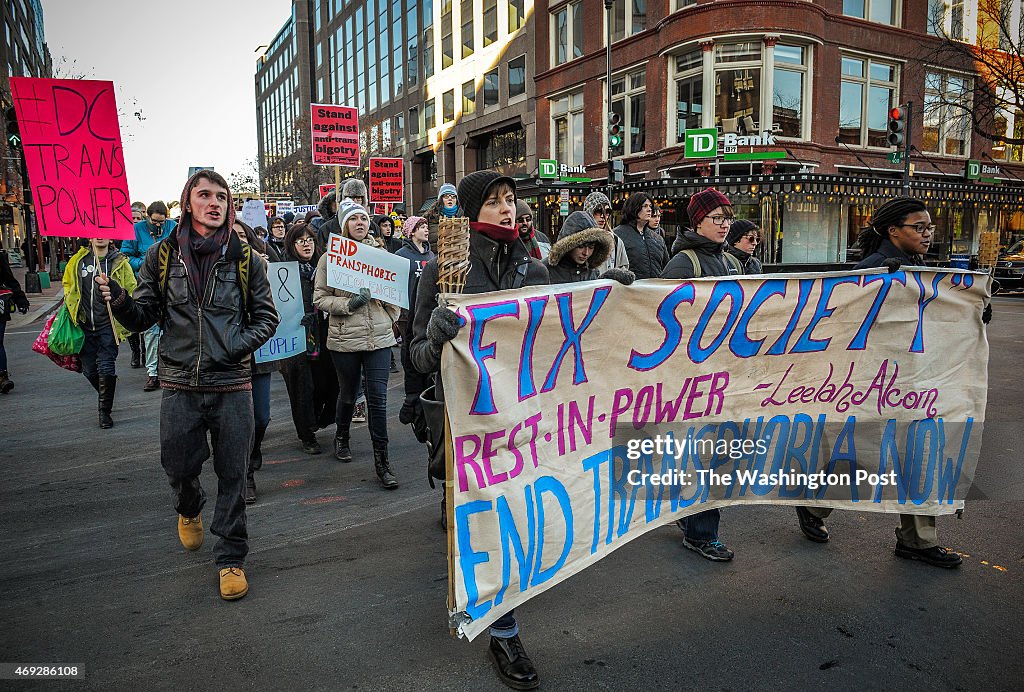 A rally and march in response to last month's suicide of transgender Ohio teenager Leelah Alcorn, in Washington, DC.