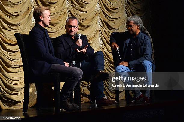 Actor Tom Felton, director Charlie Stratton and Film Independent at LACMA Film Curator Elvis Mitchell attend the Film Independent at LACMA Screening...