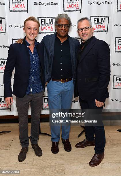 Actor Tom Felton, Film Independent at LACMA Film Curator Elvis Mitchell and director Charlie Stratton attend the Film Independent at LACMA Screening...