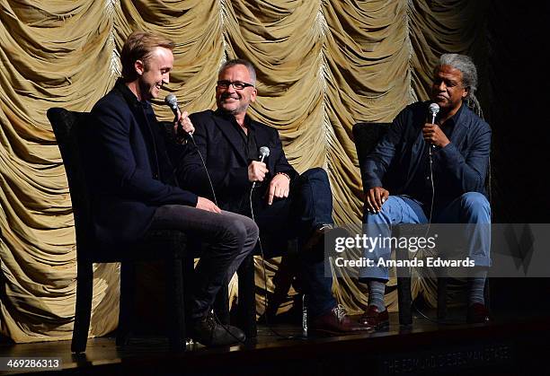 Actor Tom Felton, director Charlie Stratton and Film Independent at LACMA Film Curator Elvis Mitchell attend the Film Independent at LACMA Screening...