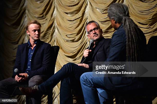 Actor Tom Felton, director Charlie Stratton and Film Independent at LACMA Film Curator Elvis Mitchell attend the Film Independent at LACMA Screening...