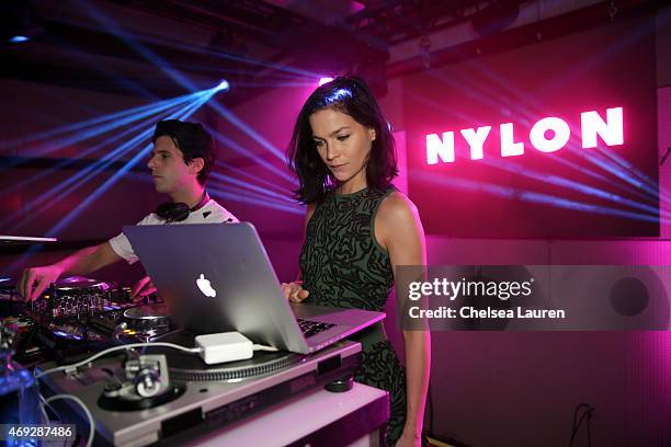 Geordon Nicol and Leigh Lezark of The Misshapes attend the NYLON Midnight Garden Party at a private residence on April 10, 2015 in Bermuda Dunes,...