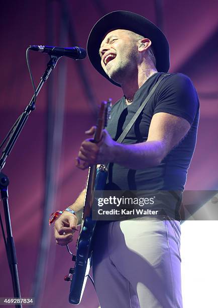 Musician Mark Gardener of Ride performs onstage during day 1 of the 2015 Coachella Valley Music & Arts Festival at the Empire Polo Club on April 10,...