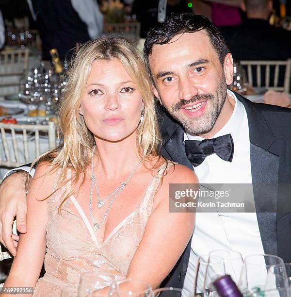 Kate Moss and Ricardo Tisci attend the 5th Annual amfAR Inspiration Gala at the home of Dinho Diniz on April 10, 2015 in Sao Paulo, Brazil.