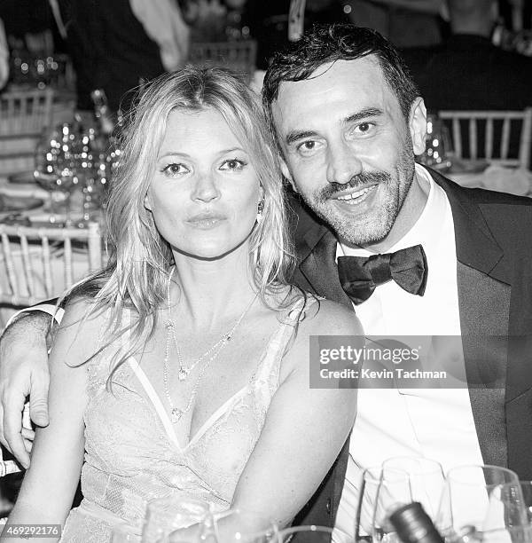 Kate Moss and Ricardo Tisci attend the 5th Annual amfAR Inspiration Gala at the home of Dinho Diniz on April 10, 2015 in Sao Paulo, Brazil.