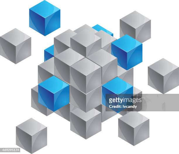 cube assembling from blocks - rubix cube stock illustrations