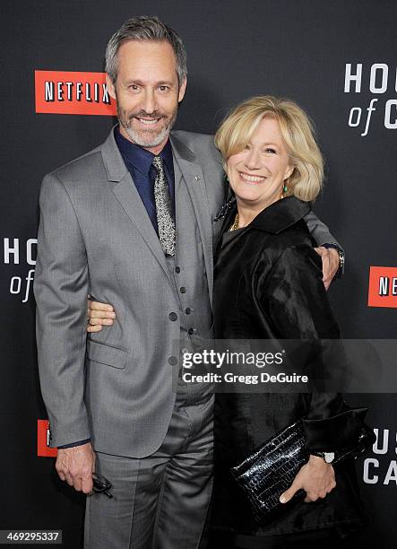 Actors Michel Gill and Jayne Atkinson arrive at the "House Of Cards" Season 2 special screening at Directors Guild Of America on February 13, 2014 in...