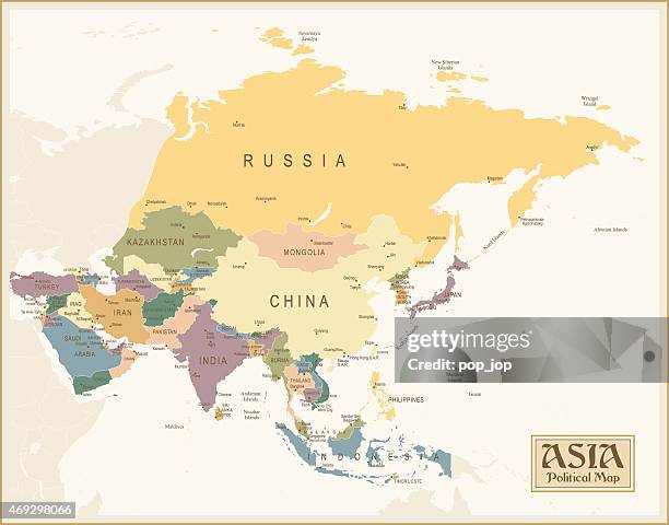 stockillustraties, clipart, cartoons en iconen met a map of asian in pastel colors - azië