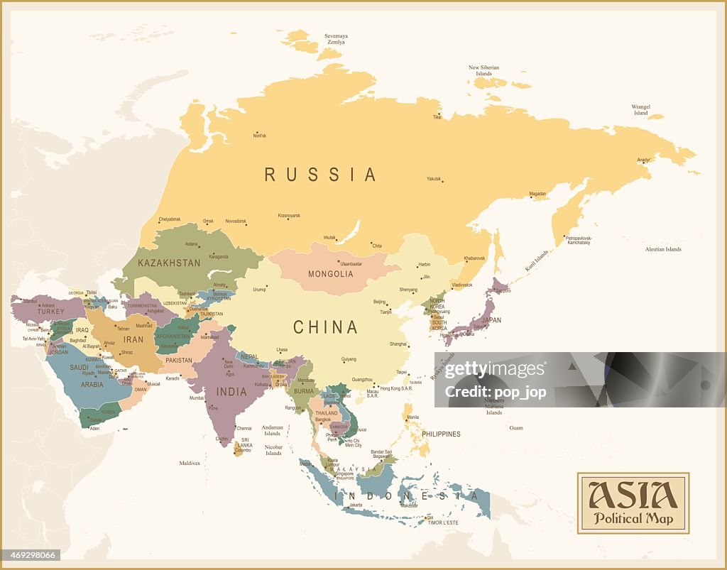 A Map Of Asian In Pastel Colors High-Res Vector Graphic - Getty Images
