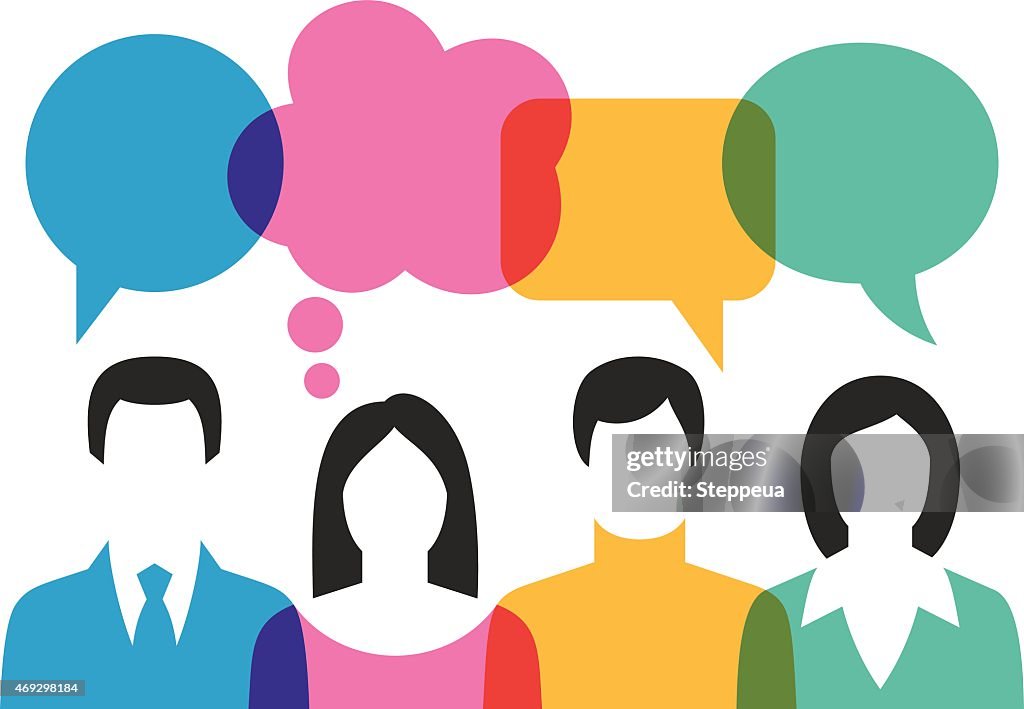 People Discussing With Speech Bubbles