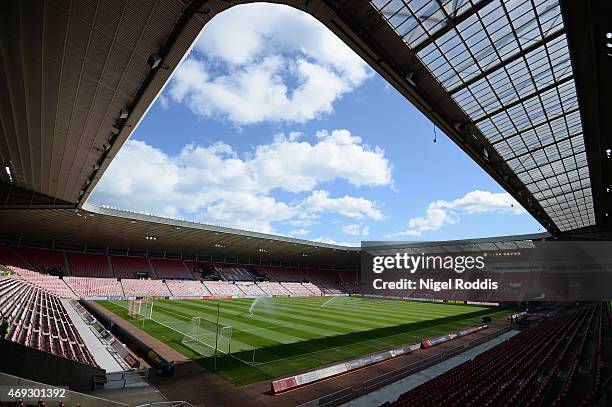 General view pitchside prior to the Barclays Premier League match between Sunderland and Crystal Palace at Stadium of Light on April 11, 2015 in...