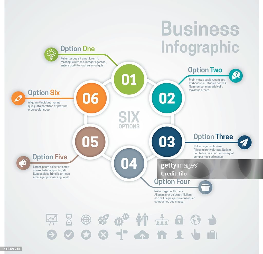 Seis opção Business Infographic gráfico