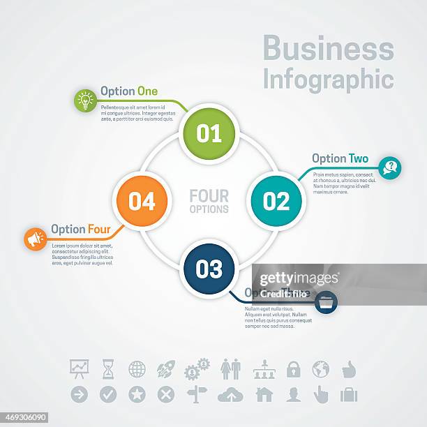 four option business infographic chart - power point templates stock illustrations