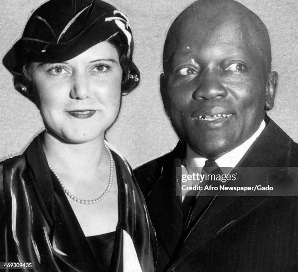 Photograph of Jack Johnson, professional boxer, with his second wife, Lucille Cameron, 1920.