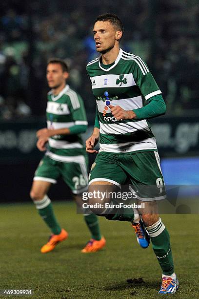 Marcus Berg of Panathinaikos in action during the Greek Superleague between Panathinaikos and PAOK at the Apostolos Nikolaidis Stadium on February 9,...