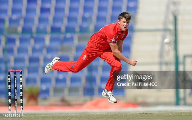 Josh Shaw of England bowls during the ICC Under-19 World Cup - 2nd Match between United Arab Emirates Under-19s and England Under-19s on February 14,...