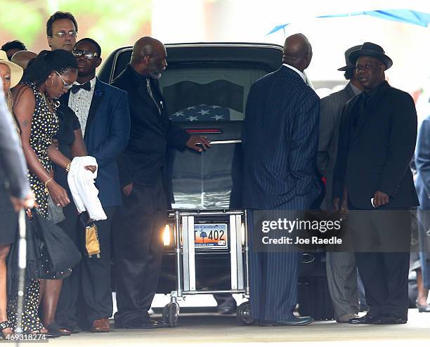 The hearse carrying Walter Scott arrives at the W.O.R.D. Ministries Christian Center for his funeral, after he was fatally shot by a North Charleston...