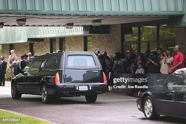 The hearse carrying Walter Scott arrives at the W.O.R.D. Ministries Christian Center for his funeral, after he was fatally shot by a North Charleston...