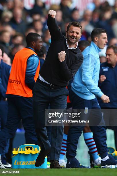 Manager Tim Sherwood of Aston Villa celebrates after the Barclays Premier League match between Tottenham Hotspur and Aston Villa at White Hart Lane...