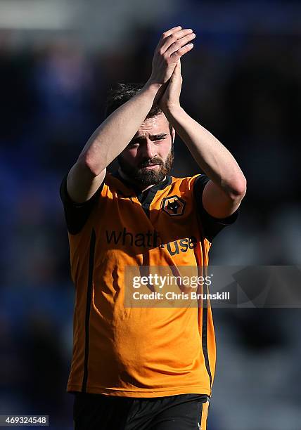 Jack Price of Wolverhampton Wanderers applauds the supporters at full-time following during the Sky Bet Championship match between Birmingham City...