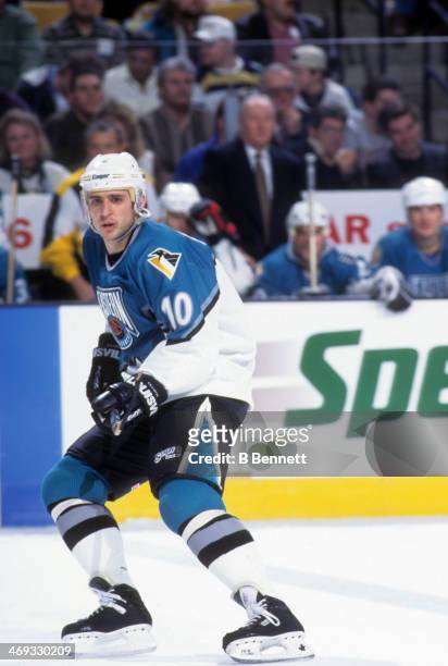 Ron Francis of the Eastern Conference and Pittsburgh Penguins skates on the ice during the 1996 46th NHL All-Star Game against the Western Conference...