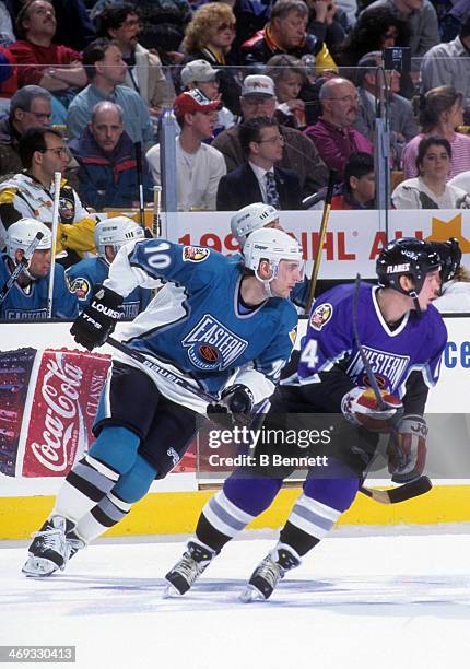 Ron Francis of the Eastern Conference and Pittsburgh Penguins skates on the ice during the 1996 46th NHL All-Star Game against the Western Conference...