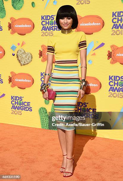 Actress/singer Zendaya arrives at Nickelodeon's 28th Annual Kids' Choice Awards at The Forum on March 28, 2015 in Inglewood, California.