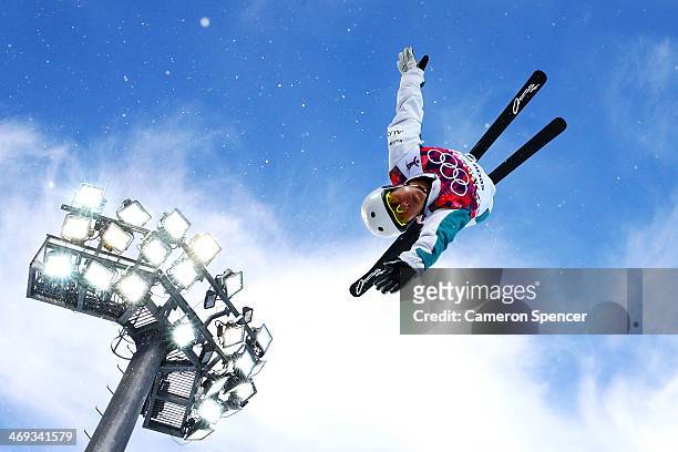 Lydia Lassila of Australia practices before the Freestyle Skiing Ladies' Aerials Qualification on day seven of the Sochi 2014 Winter Olympics at Rosa...