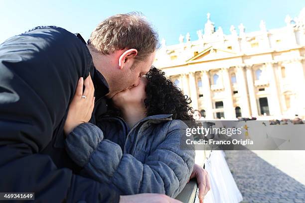 Engaged couples from all over the world gathered today, on the feast of St. Valentine, in St. Peter's Square attend a special meeting with Pope...