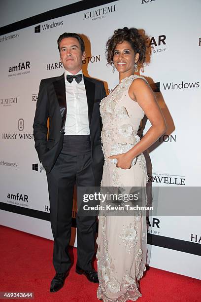 Damien Loras and Alexandra Loras attend the 5th Annual amfAR Inspiration Gala at the home of Dinho Diniz on April 10, 2015 in Sao Paulo, Brazil.