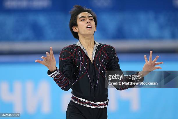 Michael Christian Martinez of the Philippines competes during the Figure Skating Men's Free Skating on day seven of the Sochi 2014 Winter Olympics at...