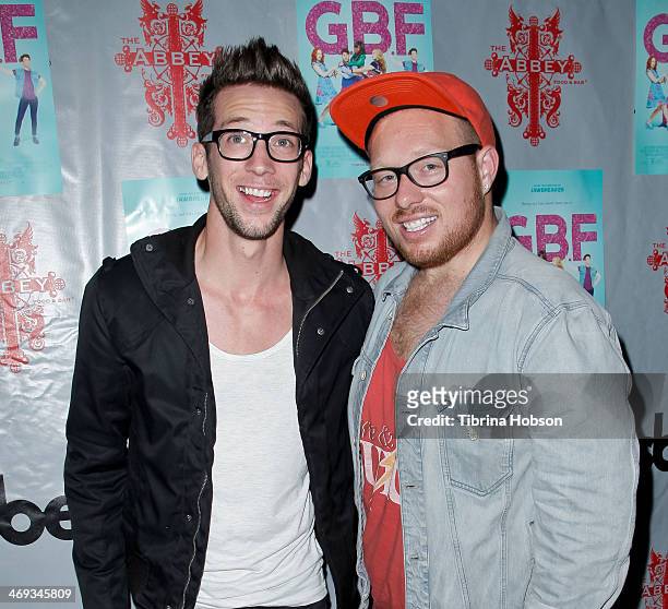 Videographer Joshua Applegate and makeup artist Jeremy Bramer attend the 'G.B.F.' DVD release party at The Abbey on February 13, 2014 in West...
