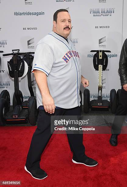 Actor Kevin James arrives for the "Paul Blart: Mall Cop 2" New York Premiere at AMC Loews Lincoln Square on April 11, 2015 in New York City.
