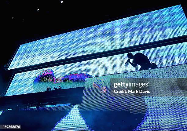 Alesso and singer Ryan Tedder of OneRepublic perform onstage during day 1 of the 2015 Coachella Valley Music & Arts Festival at the Empire Polo Club...