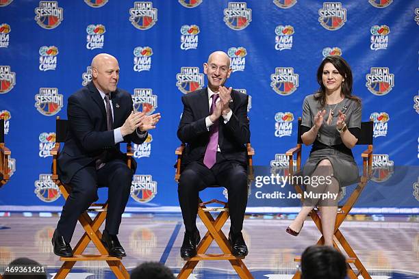 Commissioner Adam SIlver and New Orleans Mayor Mitch Landrieu applaud during a NBA FIT All-Star Youth Celebration as part of 2014 NBA All-Star Jam...