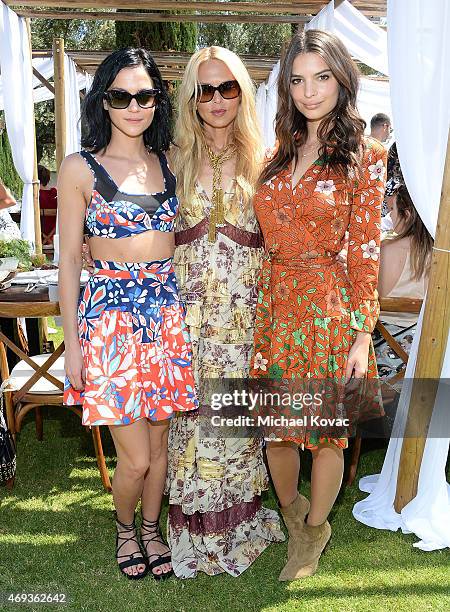 Leigh Lezark, Rachel Zoe, and actress Emily Ratajkowski enjoying Moet Ice Imperial at The Zoe Report and DVF Brunch, hosted by Rachel Zoe at...