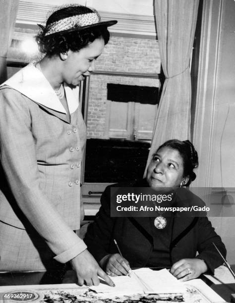 Photograph of Dorothy I Height, civil rights activist, at the YWCA Southern Regional Conference, April 14, 1951.