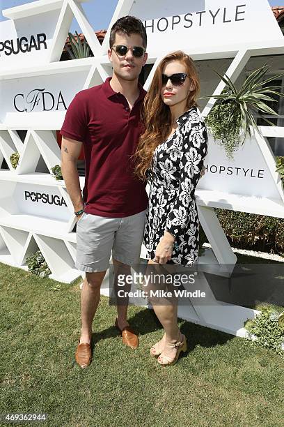 Actors Max Carver and Holland Roden attend POPSUGAR + SHOPSTYLE'S Cabana Club Pool Parties - Day 1 at the Avalon Hotel on April 11, 2015 in Palm...