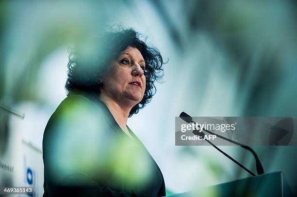 Minister of Justice Annemie Turtelboom speaks during the official opening of a new jail in Melsele, Beveren, one of the four new prisons planned in...