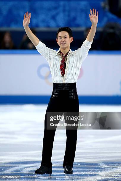 Denis Ten of Kazakhstan competes during the Figure Skating Men's Free Skating on day seven of the Sochi 2014 Winter Olympics at Iceberg Skating...